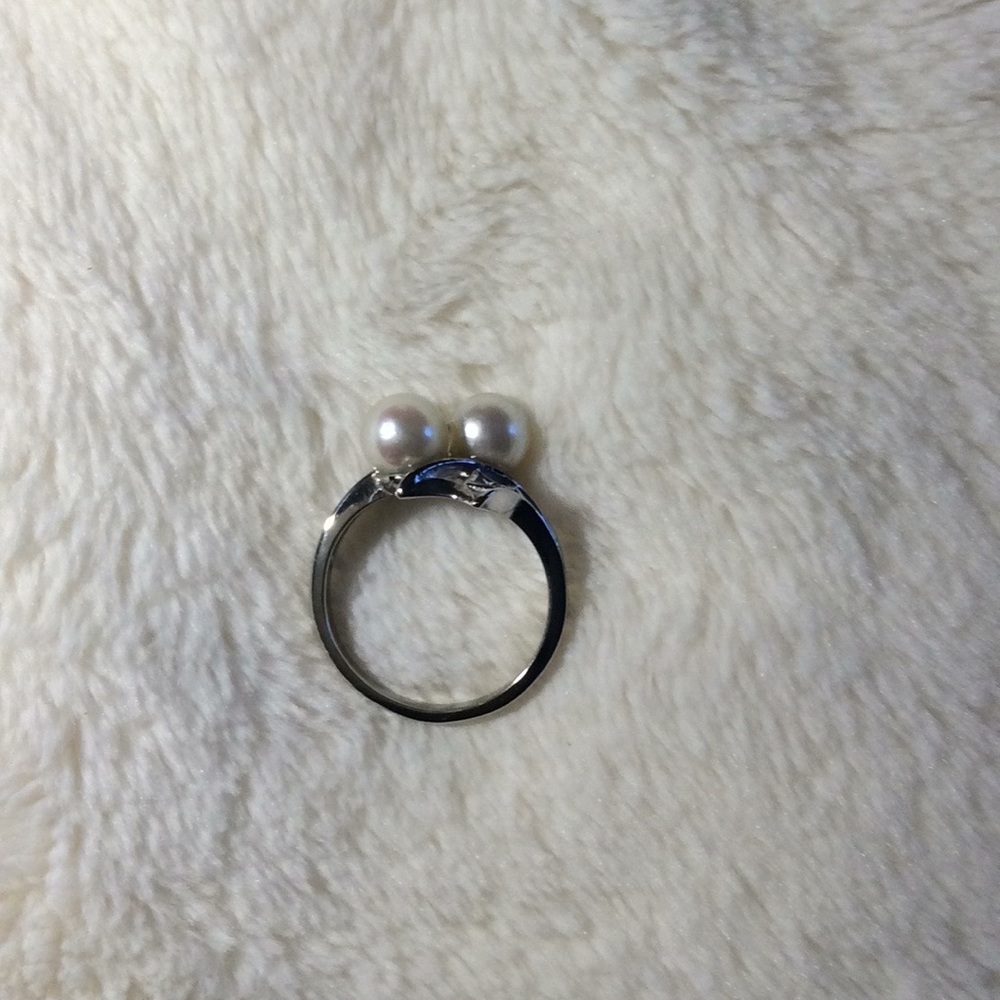 Pearl Bypass Ring 10K White Gold Vintage 1977 - Picture 5 of 7